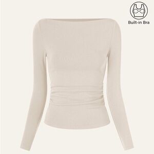 OGL Modern Side Ruched Boatneck Bra Top (ProWarm)